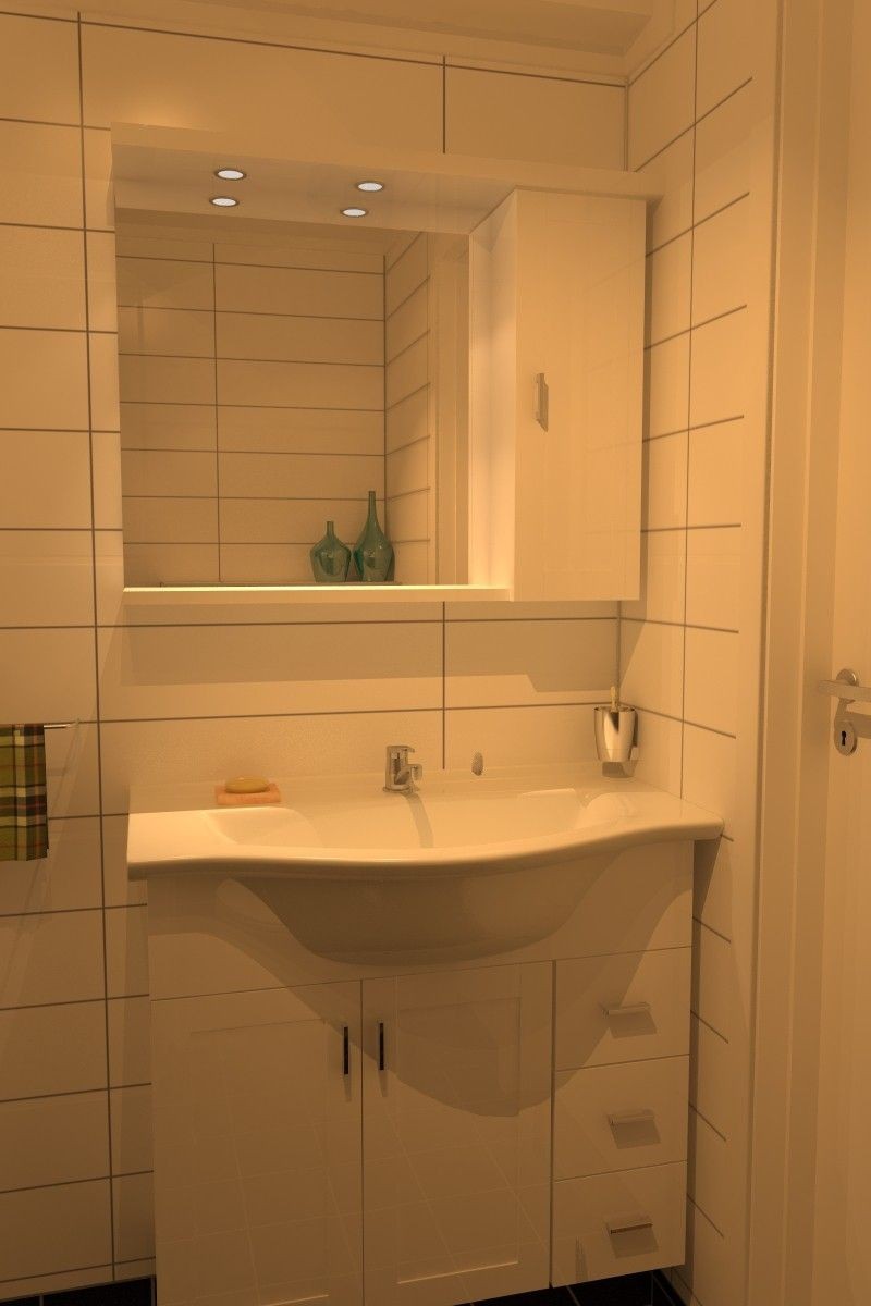 Leiligheten i 3D. Møbler kun for illustrasjon. Galleribilde