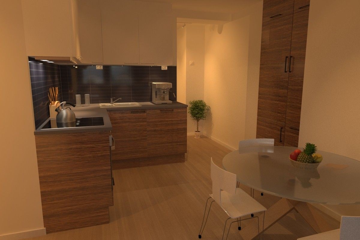 Leiligheten i 3D. Møbler kun for illustrasjon. Galleribilde