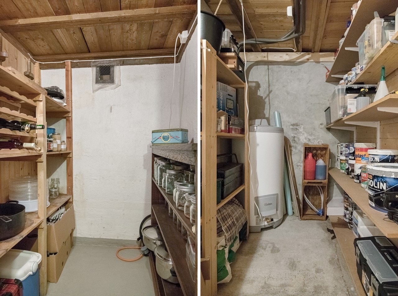 I kjelleren er det 2 boder; en mat- og en redskapsbod. Galleribilde