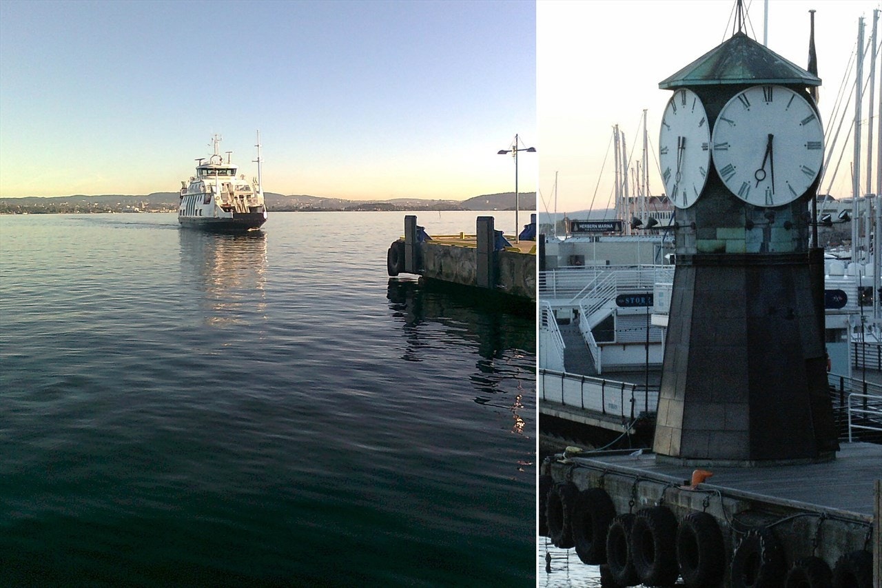 Turen fra Skogveien 19 til Aker Brygge kan gjøres unna på ca 40 minutter, hvor av omtrent halvparten er på båten. Galleribilde