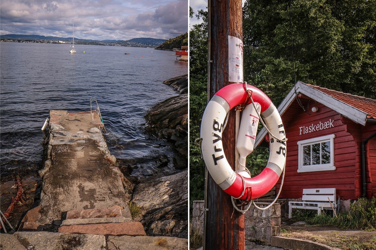 Nærmeste badeplass er Nordre Flaskebekk som ligger en kort gåtur fra huset. Her er det ferjekai med båtanløp om sommeren. Galleribilde