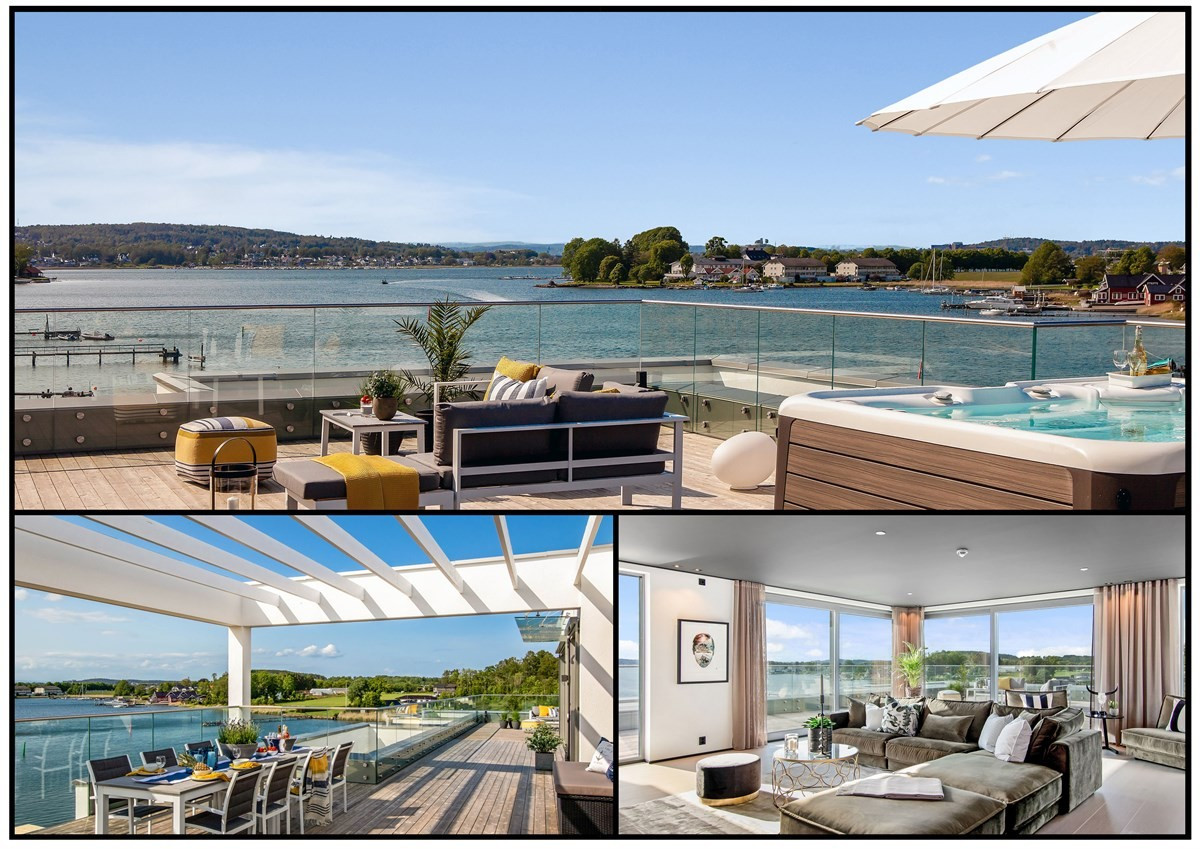 Stor, ny og eksklusiv penthouse ved sjøen m/fantastisk takterrasse på ca 250 kvm!