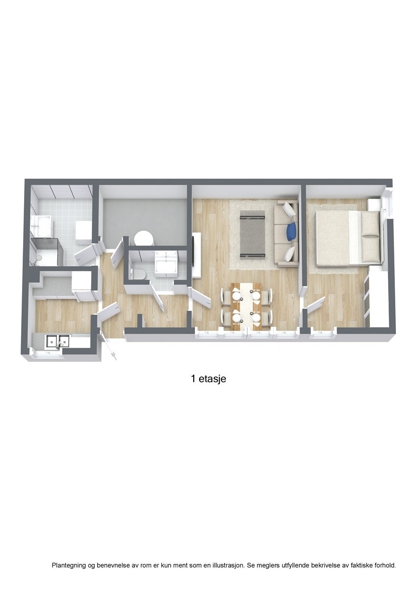 Plantegning utleiedel 3D Galleribilde