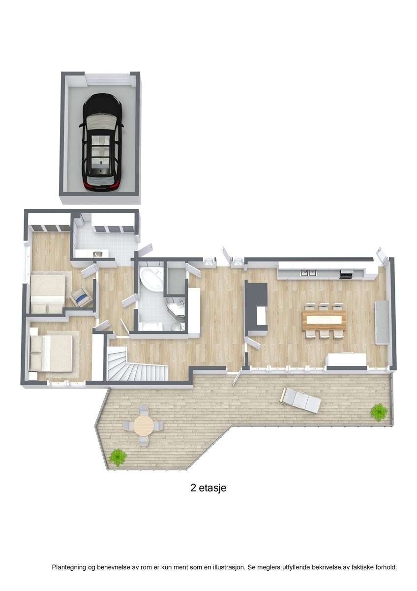 Plantegning hovedetasje 3D Galleribilde