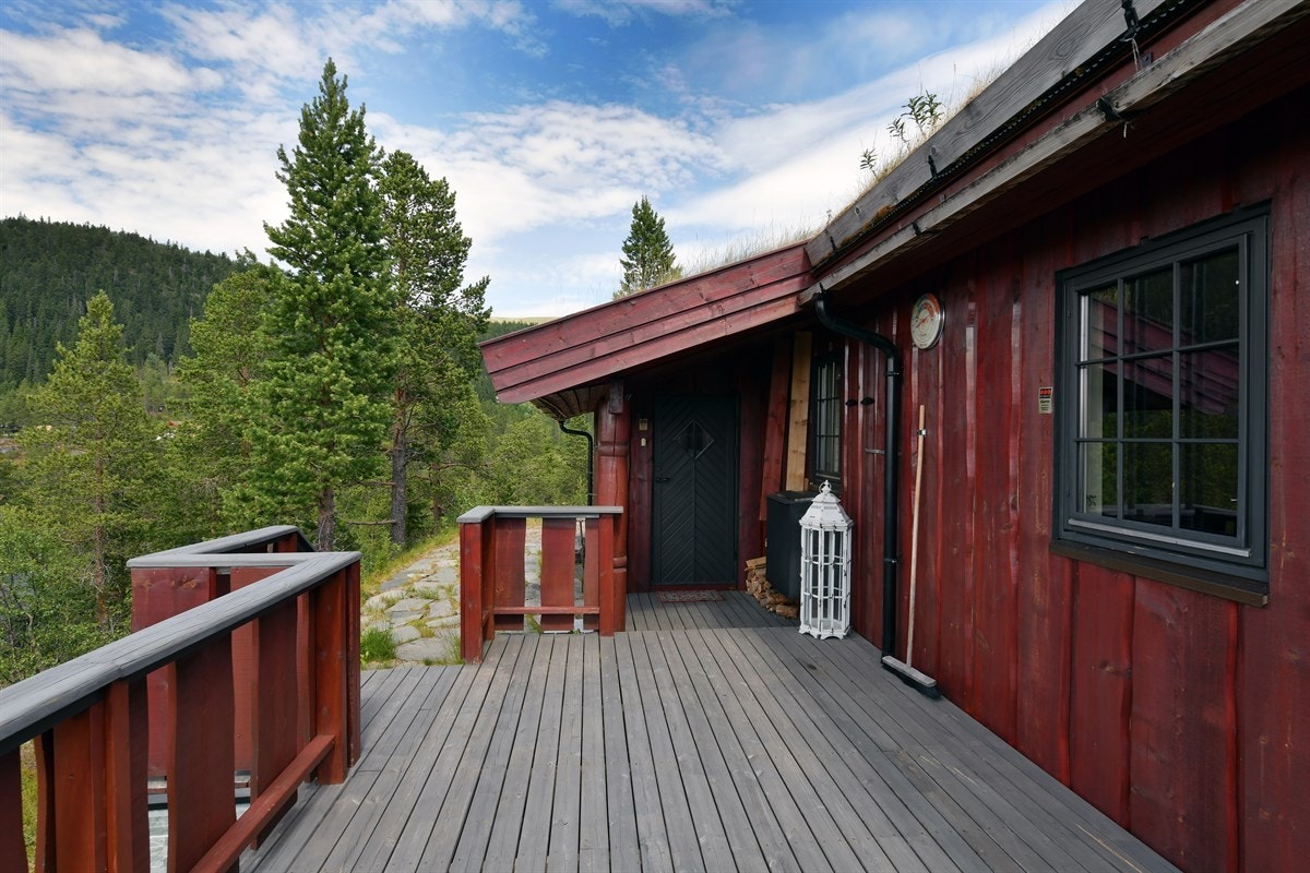 Eiendommen er på nesten ett mål, stort sett bestående av mose, lyng og fjellterreng. Galleribilde