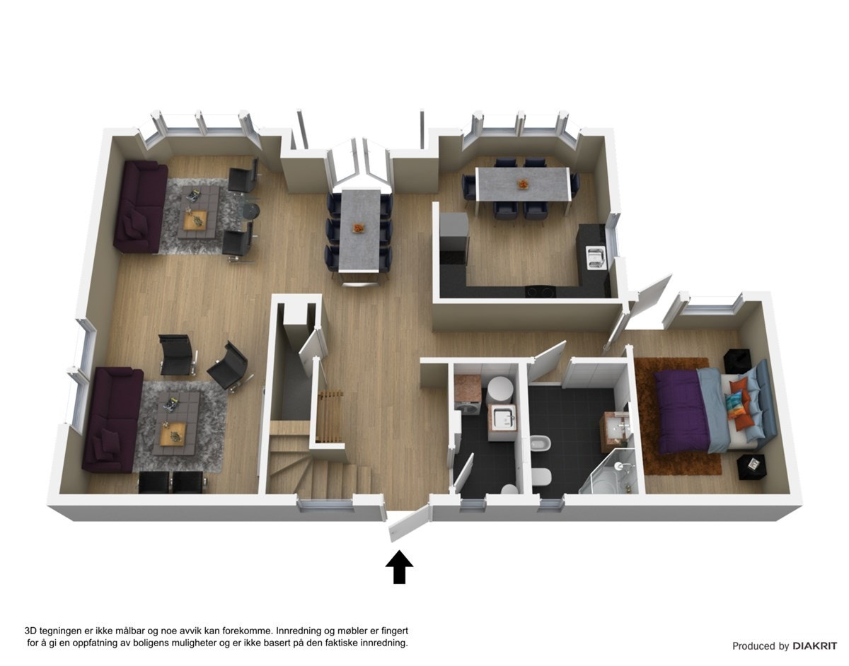 Plantegning 3D - 1.etasje Galleribilde