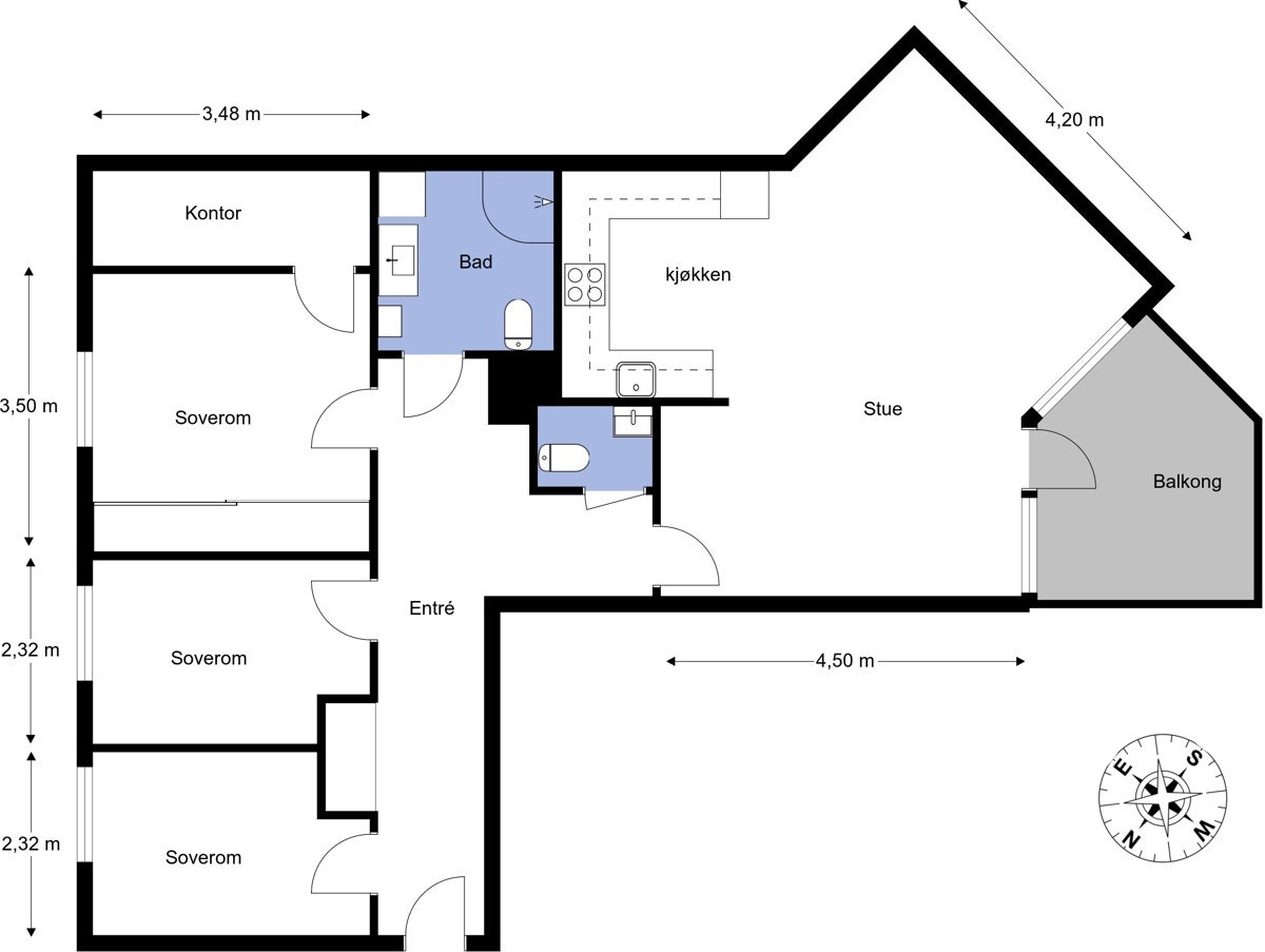 Vi vil først vise deg planskisse utarbeidet av takstmann. Galleribilde
