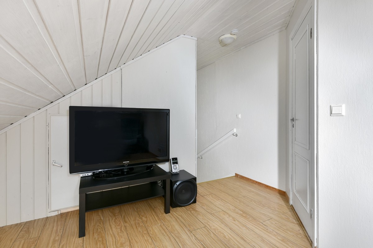 Innredet rom i tredje etasje som er innredet som loftstue. Galleribilde