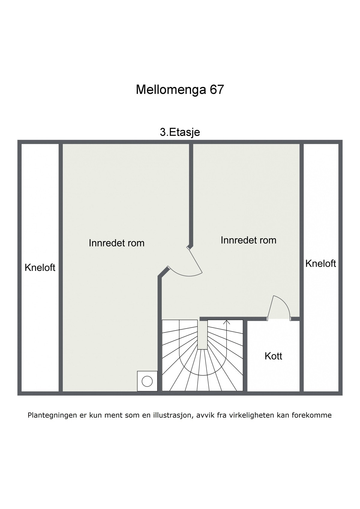 Plantegning tredje etasje. Galleribilde