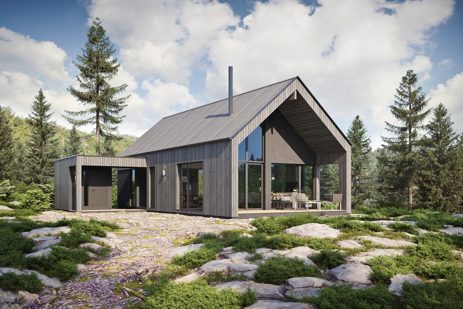 Hyttemodell: A2. Svært arealeffektive modeller med praktiske planløsninger, minimum 4 soverom Galleribilde