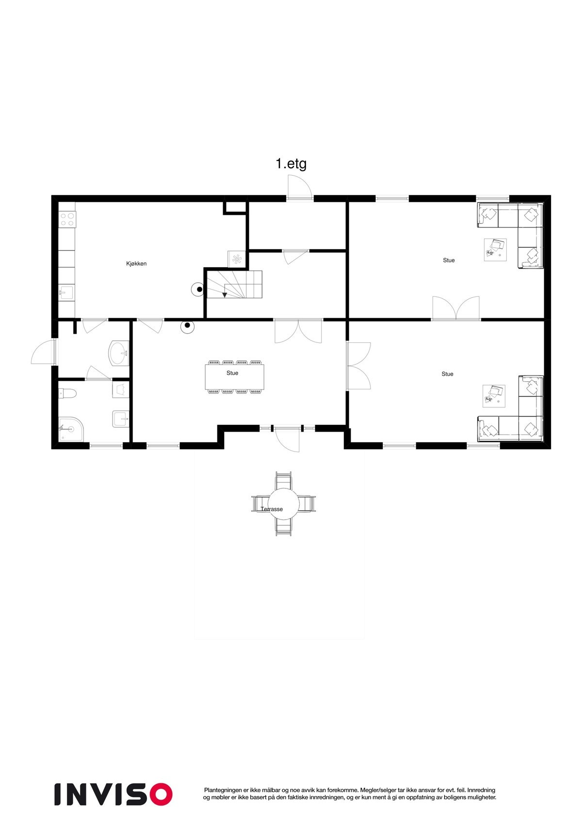 Plantegning Våningshus 1. etasje. Galleribilde