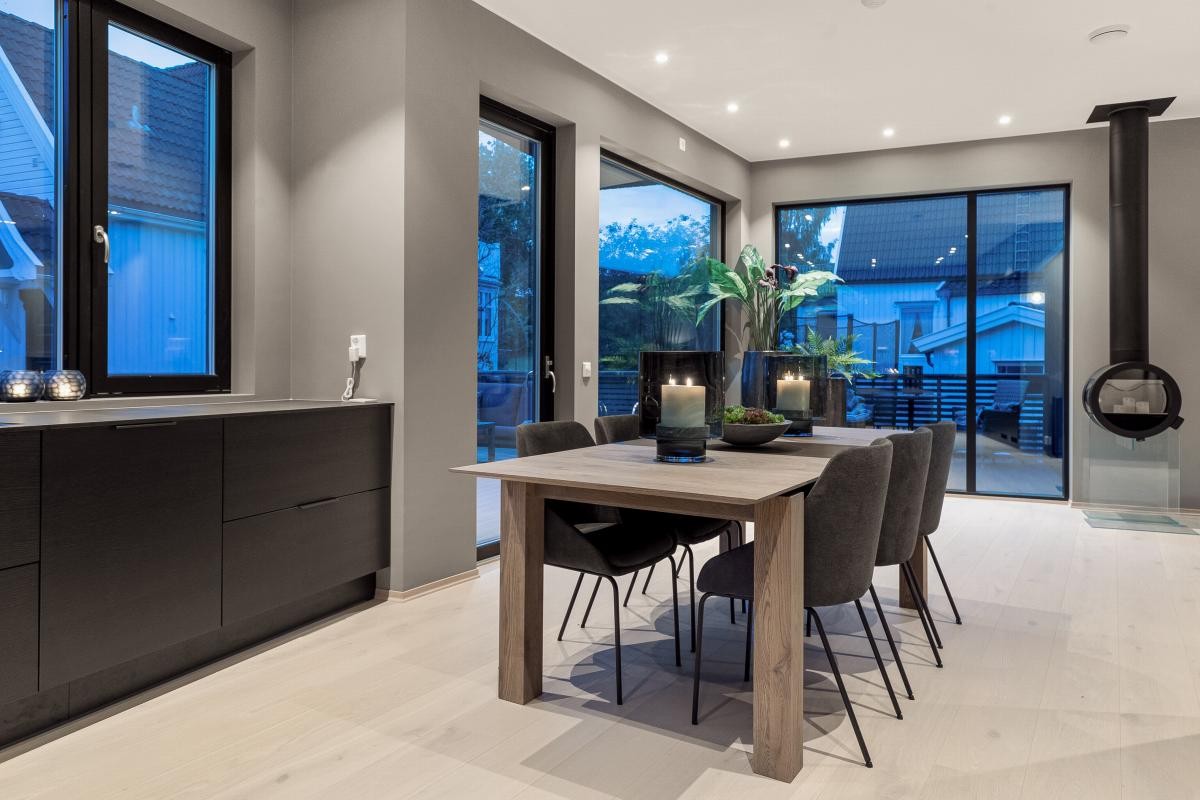 Flott Fossline kjøkken der alle hvitevarer er levert av kvalitetsleverandøren Miele. Galleribilde