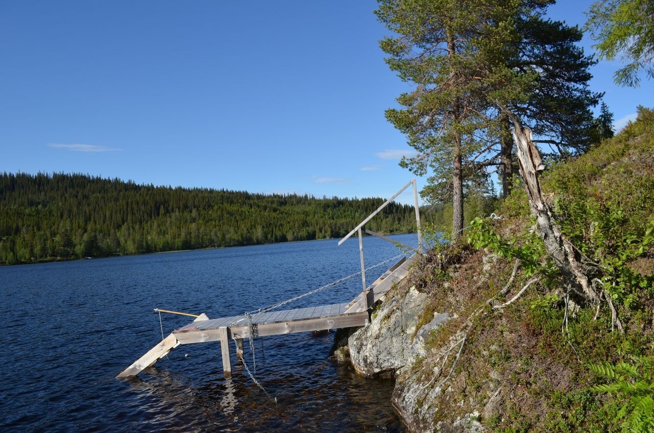 Viser brygge. I dette vatn kan en bade og fiske med stang. Galleribilde