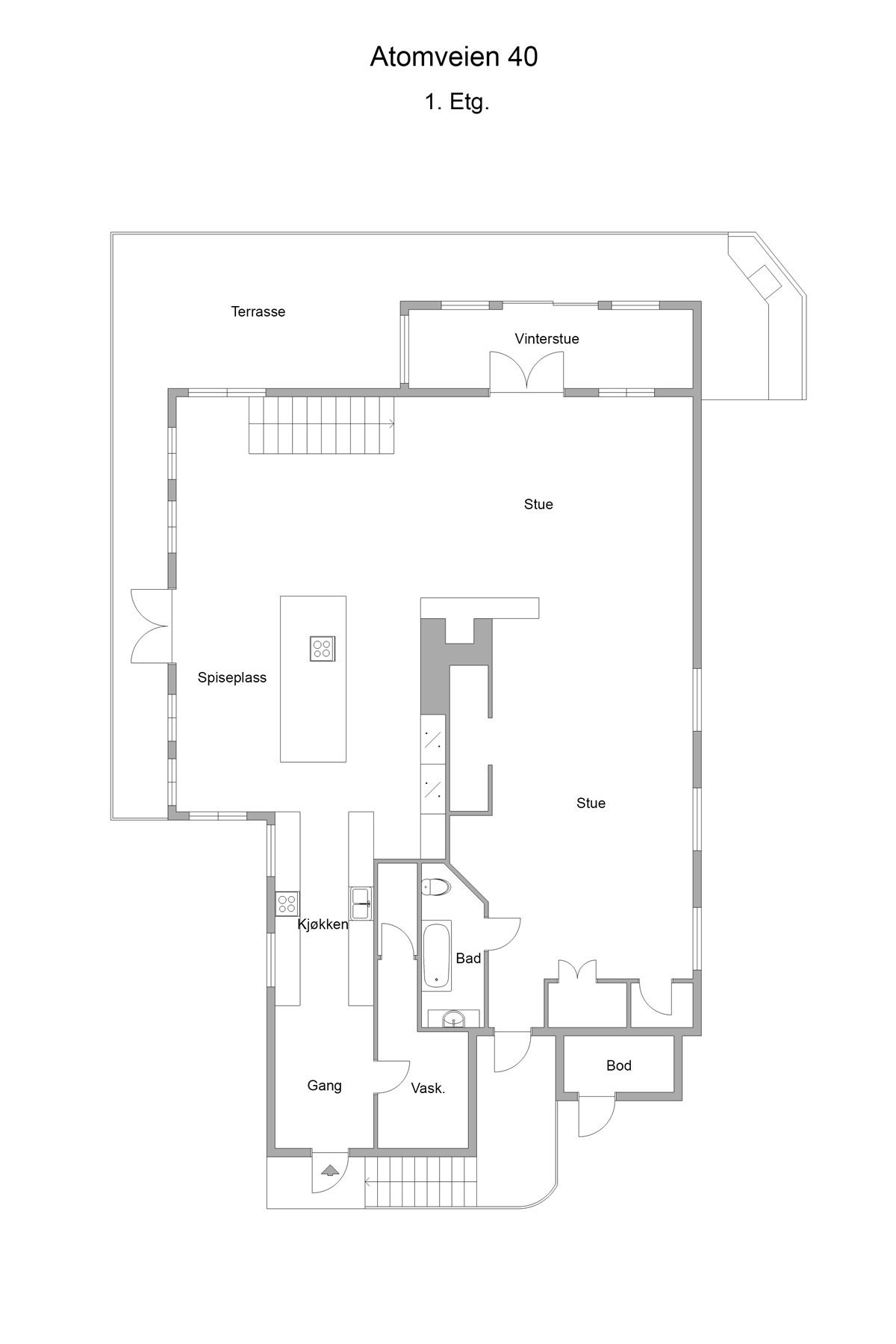 1.etasje: 157 kvm BRA / 141 kvm P-rom Galleribilde