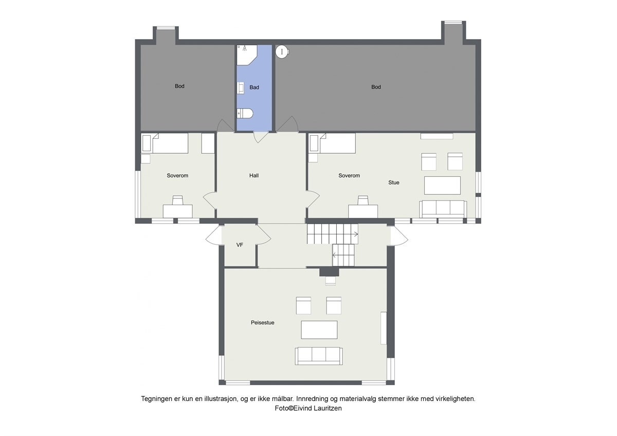 Planskisse for underetasje. Ikke målholdig. Detaljer kan avvike. Galleribilde