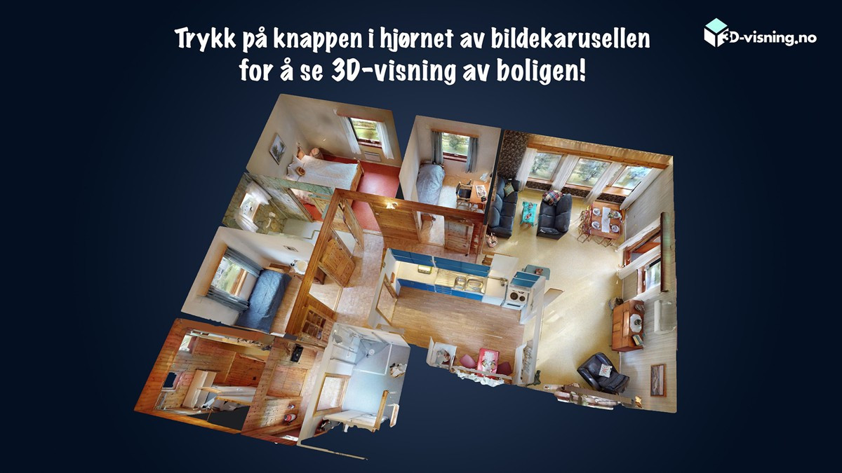 Se 3D-visning av boligen og garasje!