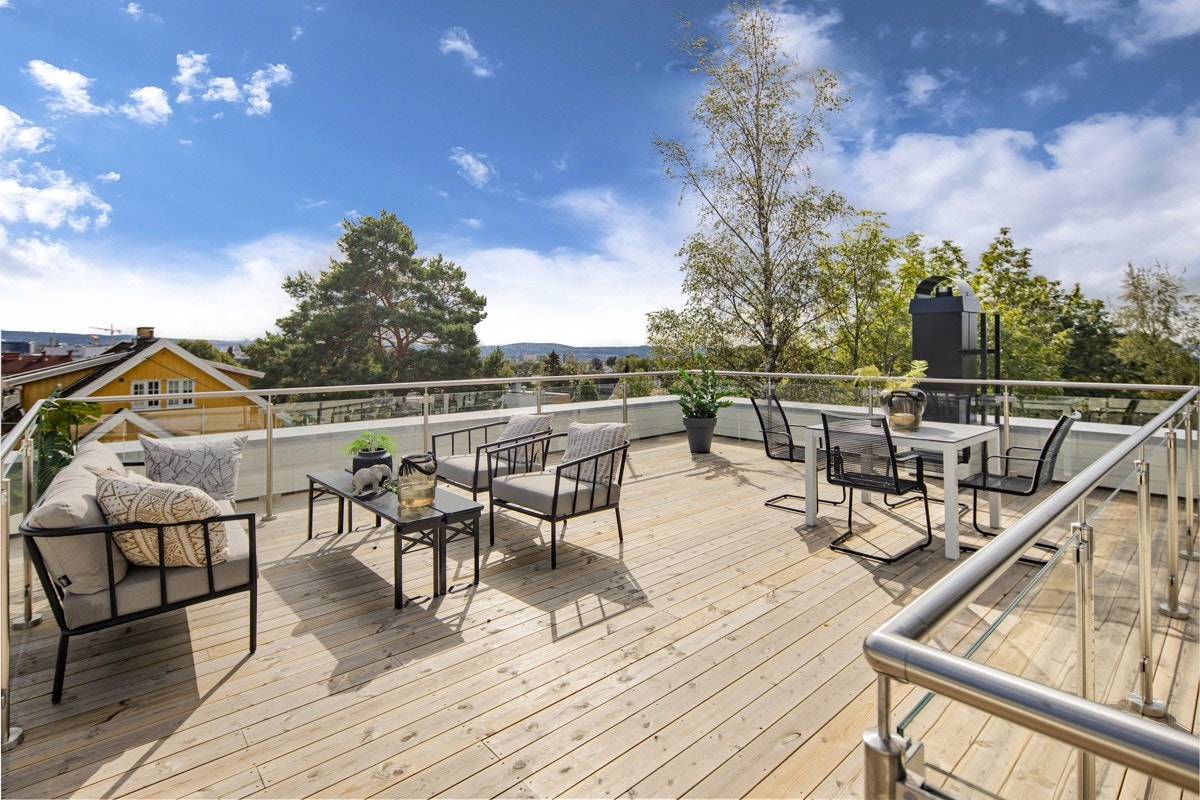 Takterrassen har lite innsyn og oppleves veldig privat. Galleribilde