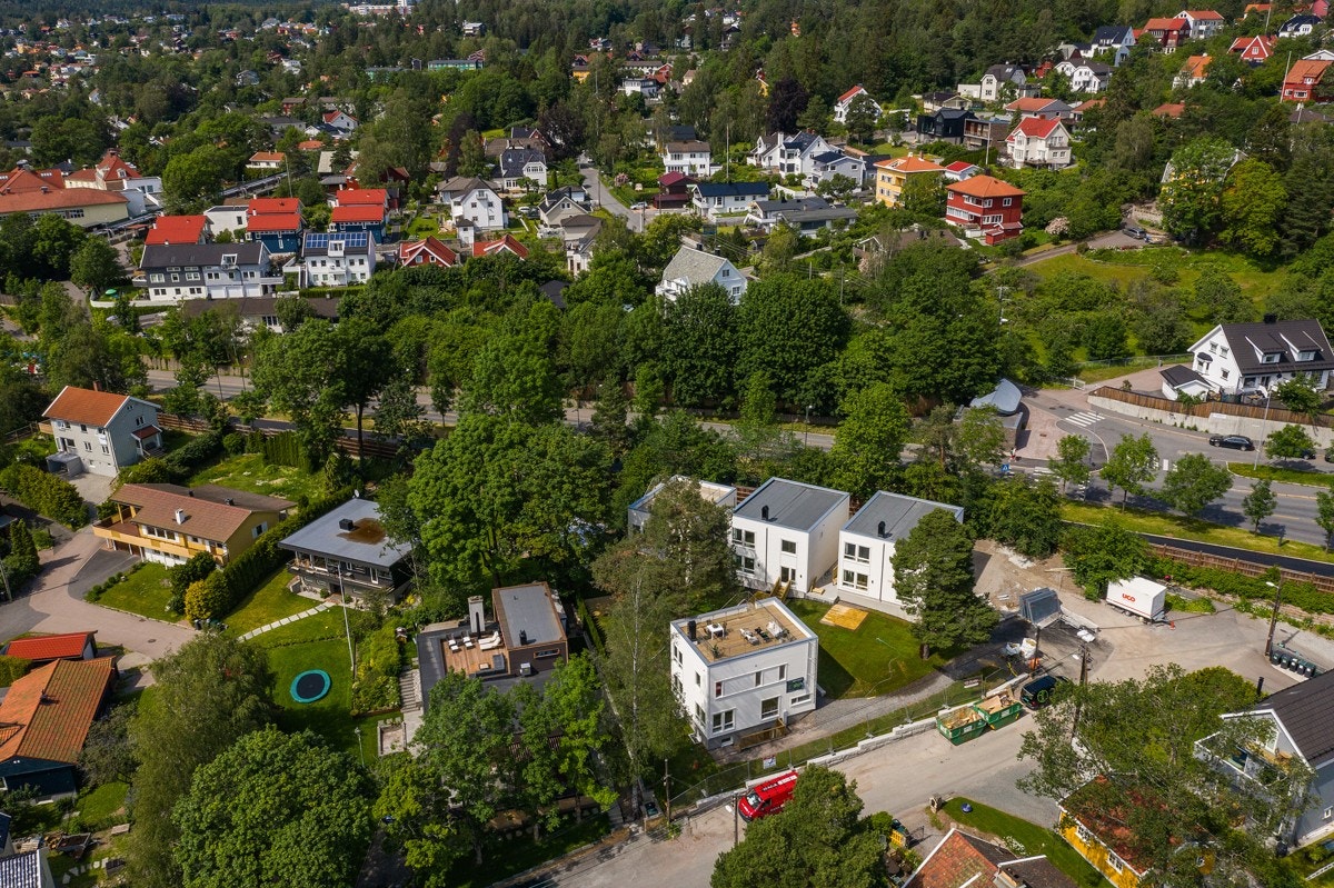 Dronebilde av området Galleribilde