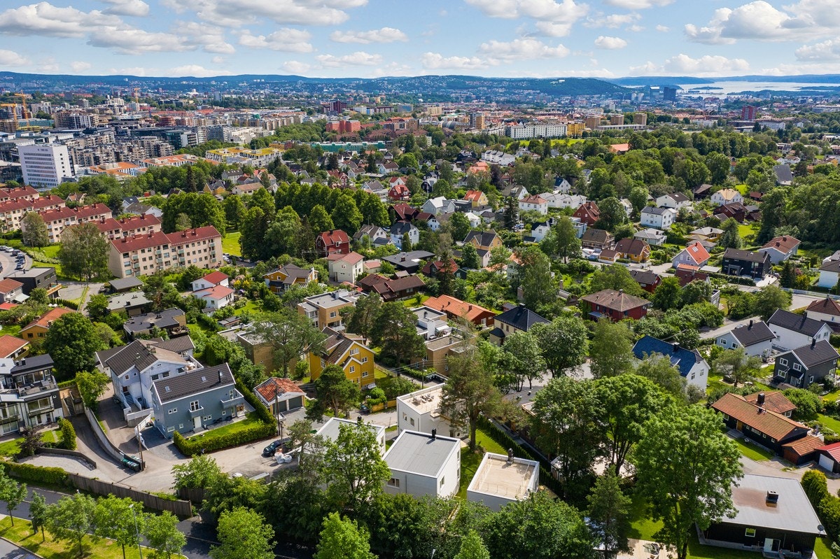 Dronebilde av området Galleribilde