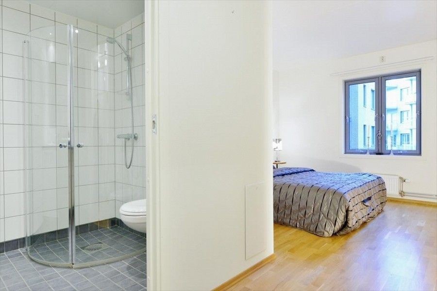 Inngang til bad fra entre. Sovesofa inkludert. Galleribilde