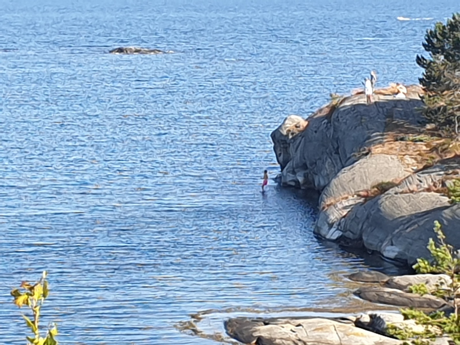 Utsikt til barnas hopping (på naboøya) fra terrassen Galleribilde