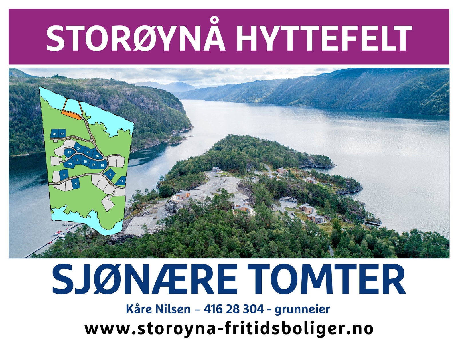 Fantastisk hyttefelt beliggende på Storøynå i Kvaløy i Vindafjorden. 40-100m fra sjø. Kjørevei helt frem til tomten. Galleribilde