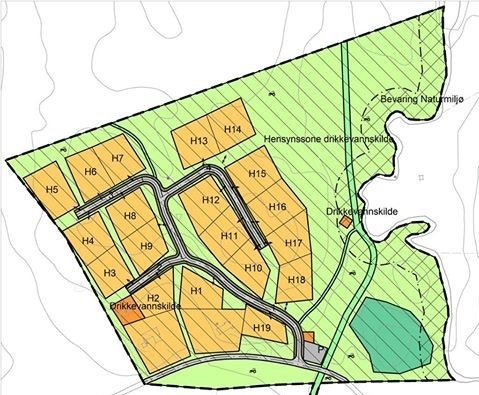 Reguleingsplan
Solgte tomter: H4, H5, H6, H8, H10, H11, H13, H15.
Ny hytte kommer for salg på H12. Galleribilde
