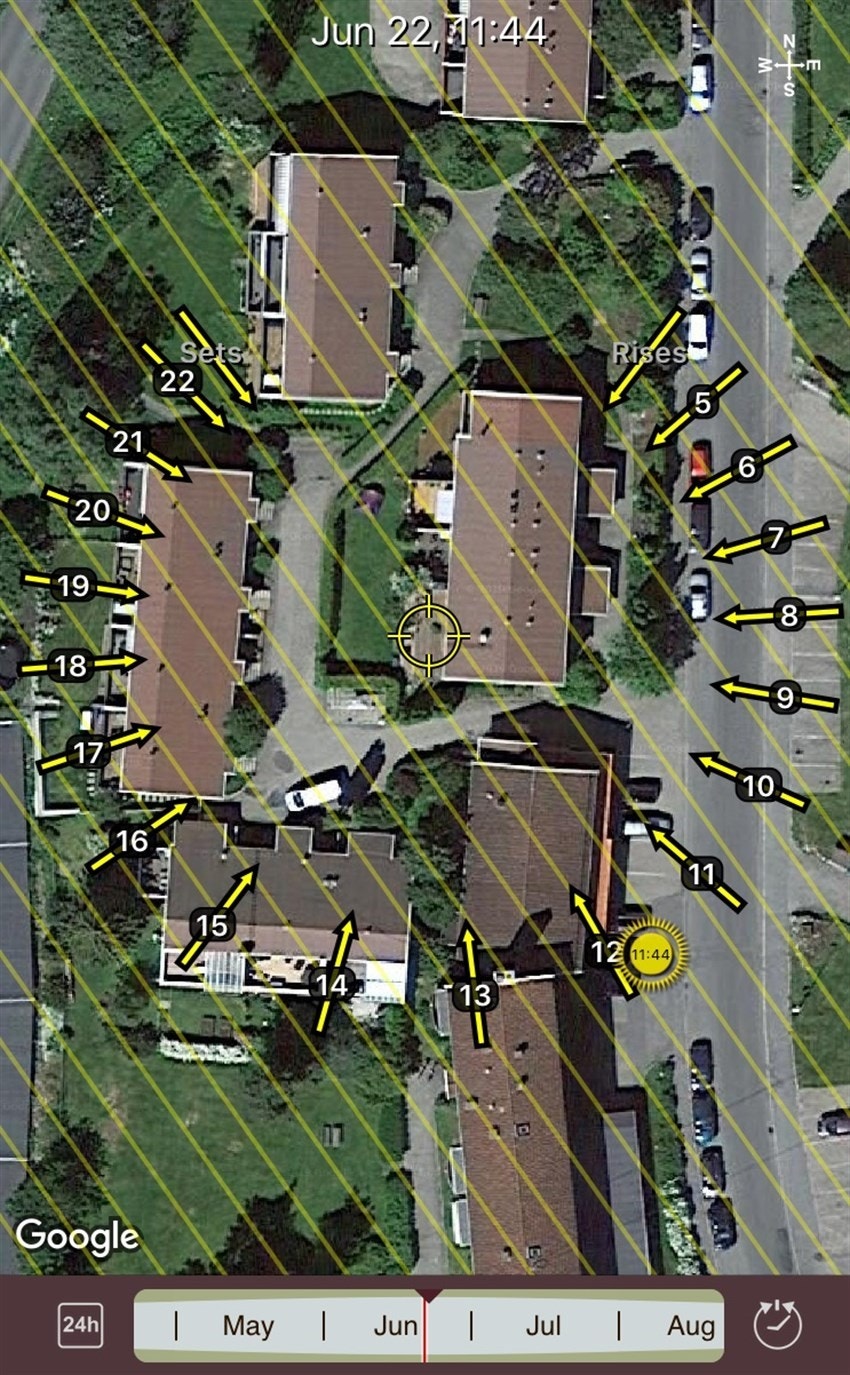 Solkart (Viser solbanen/forholdene på terrassen) Galleribilde