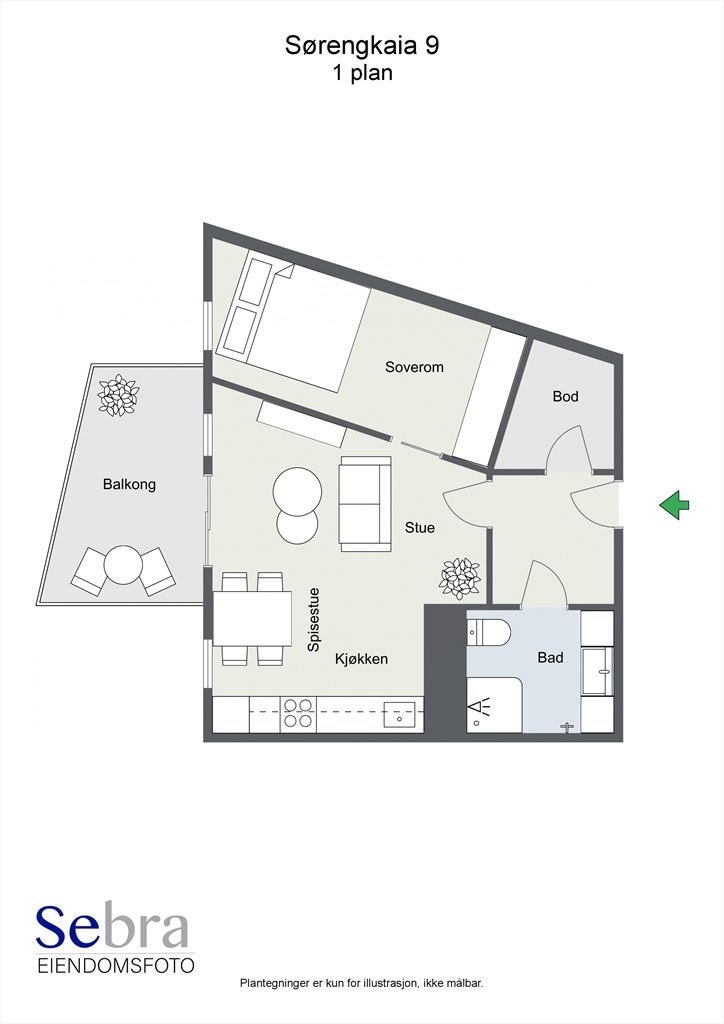 Floorplan letterhead - Sørengkaia 9 - 1 plan - 2D Floor Plan Galleribilde
