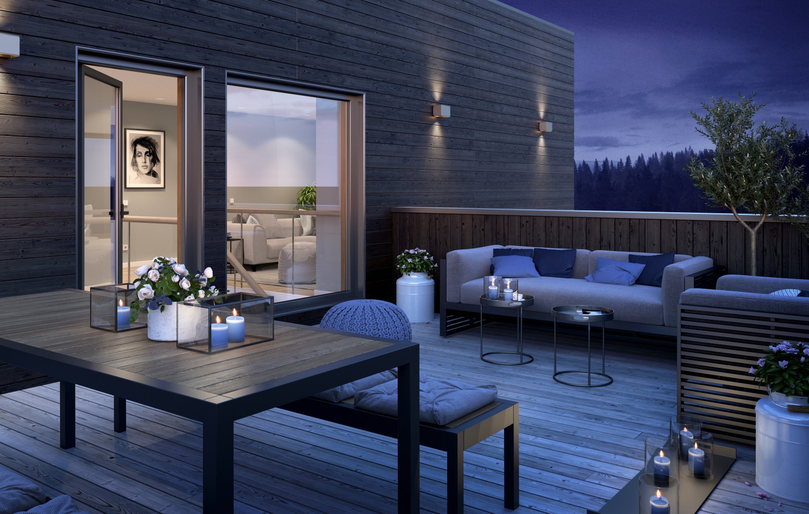 Illustrert bilde ute-terrasse type Hillevåg Galleribilde