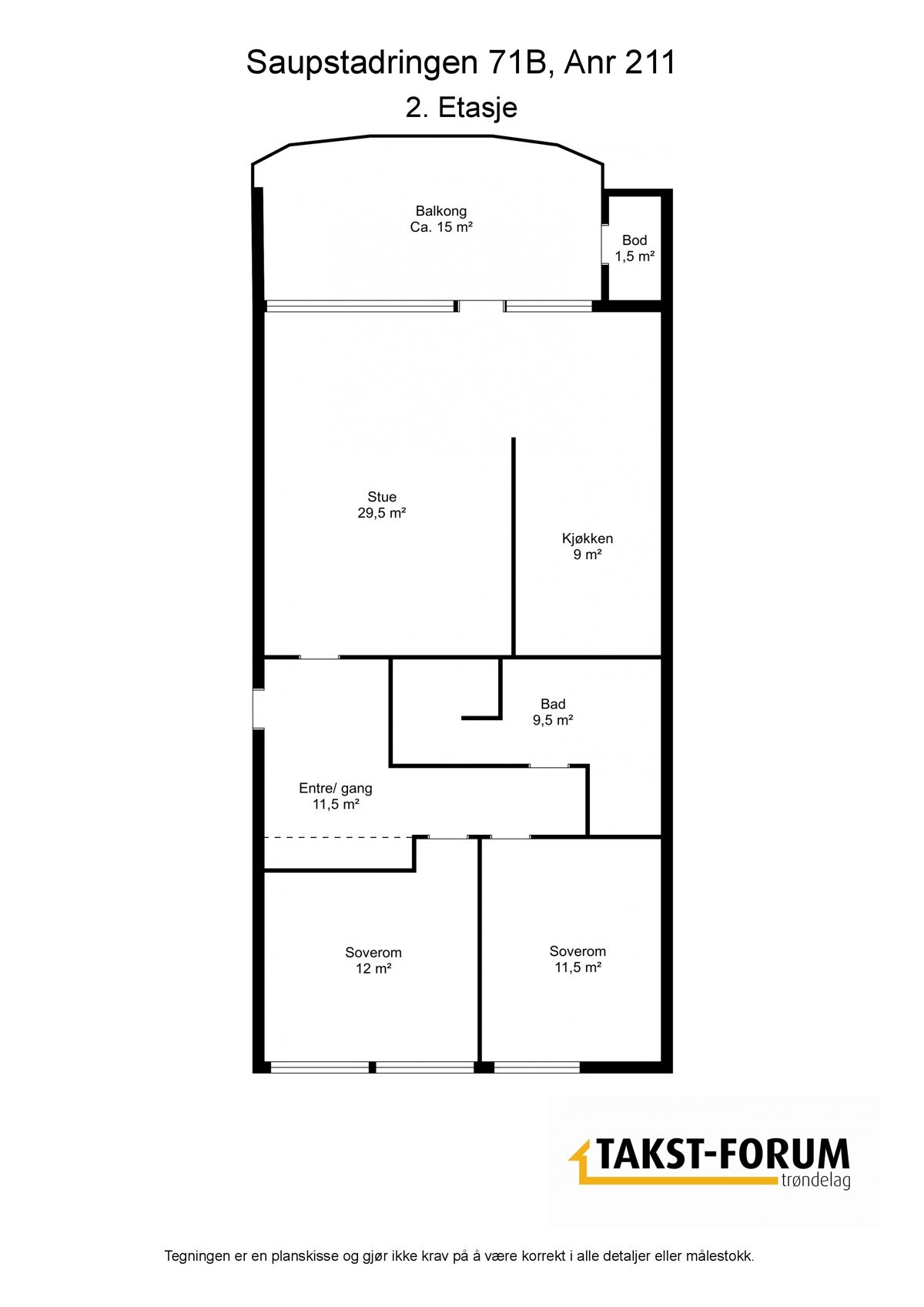 Planskisse av leiligheten. Galleribilde