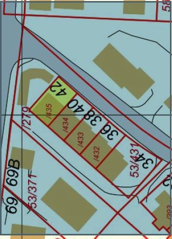 Utsnitt fra arealplan markerer hagen med gul farge. Galleribilde