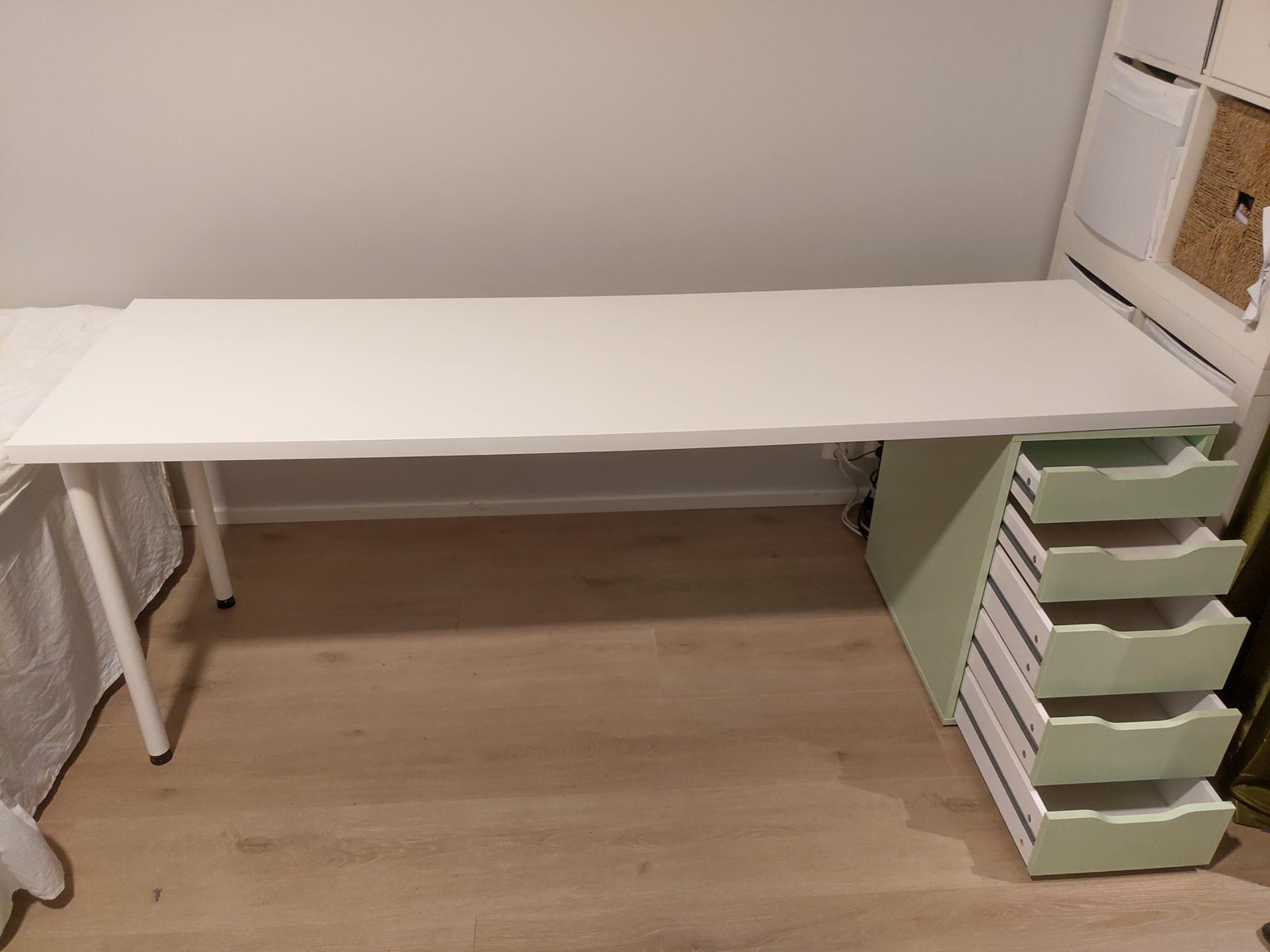 IKEA LINNMON ALEX arbeidsbord skrivebord med nonopolov ben justerbart hvit