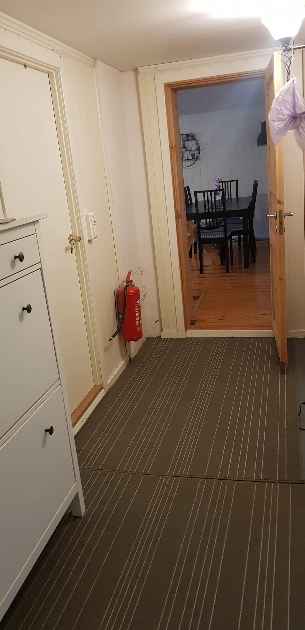 Vidre innover i gangen/ Dør til venstre er badet Galleribilde