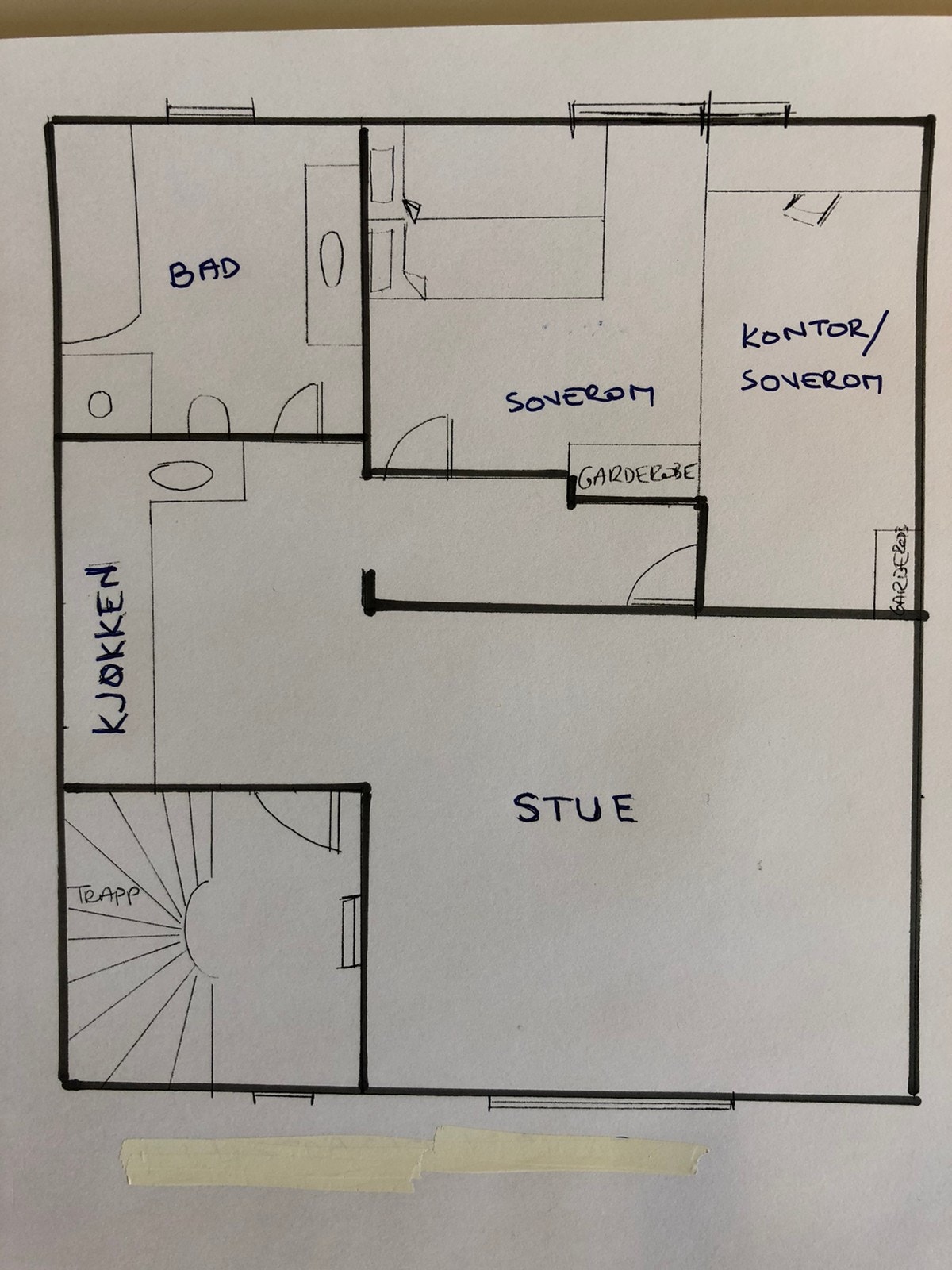 Oversikt over rominndeling (ikke nøyaktige mål) Galleribilde