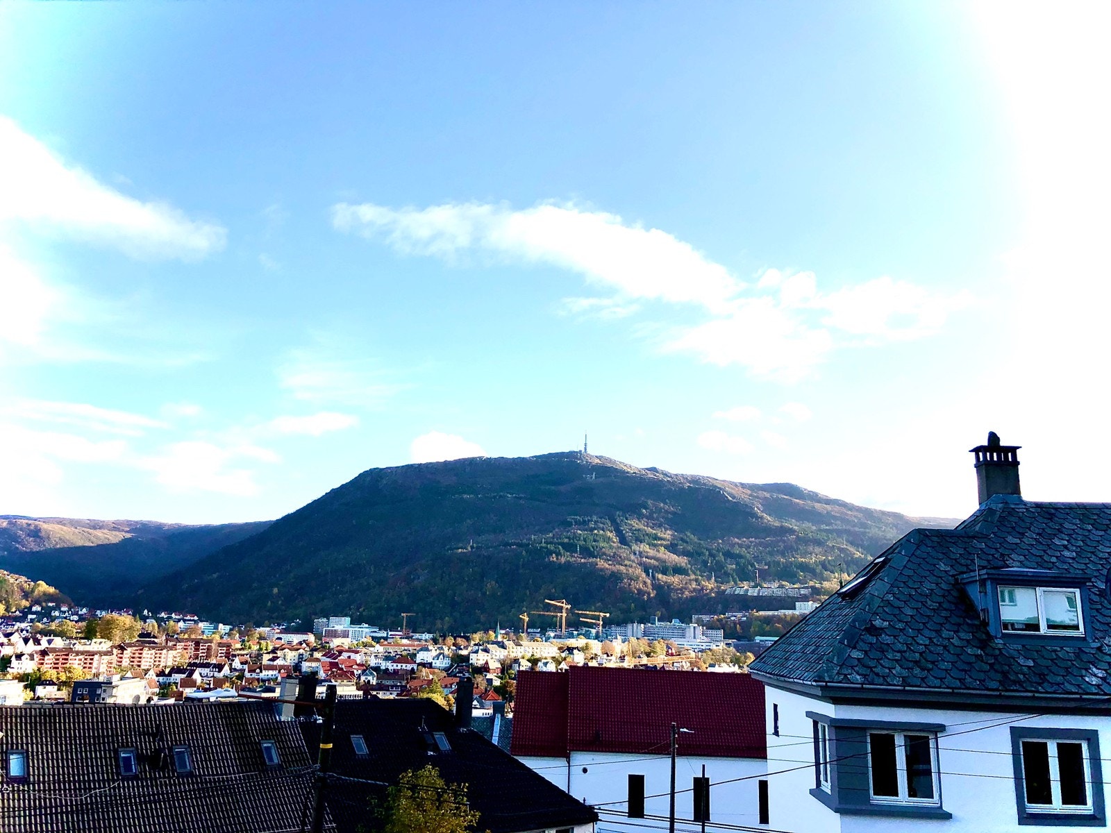 Utsikt fra stuen mot Ulriken Galleribilde