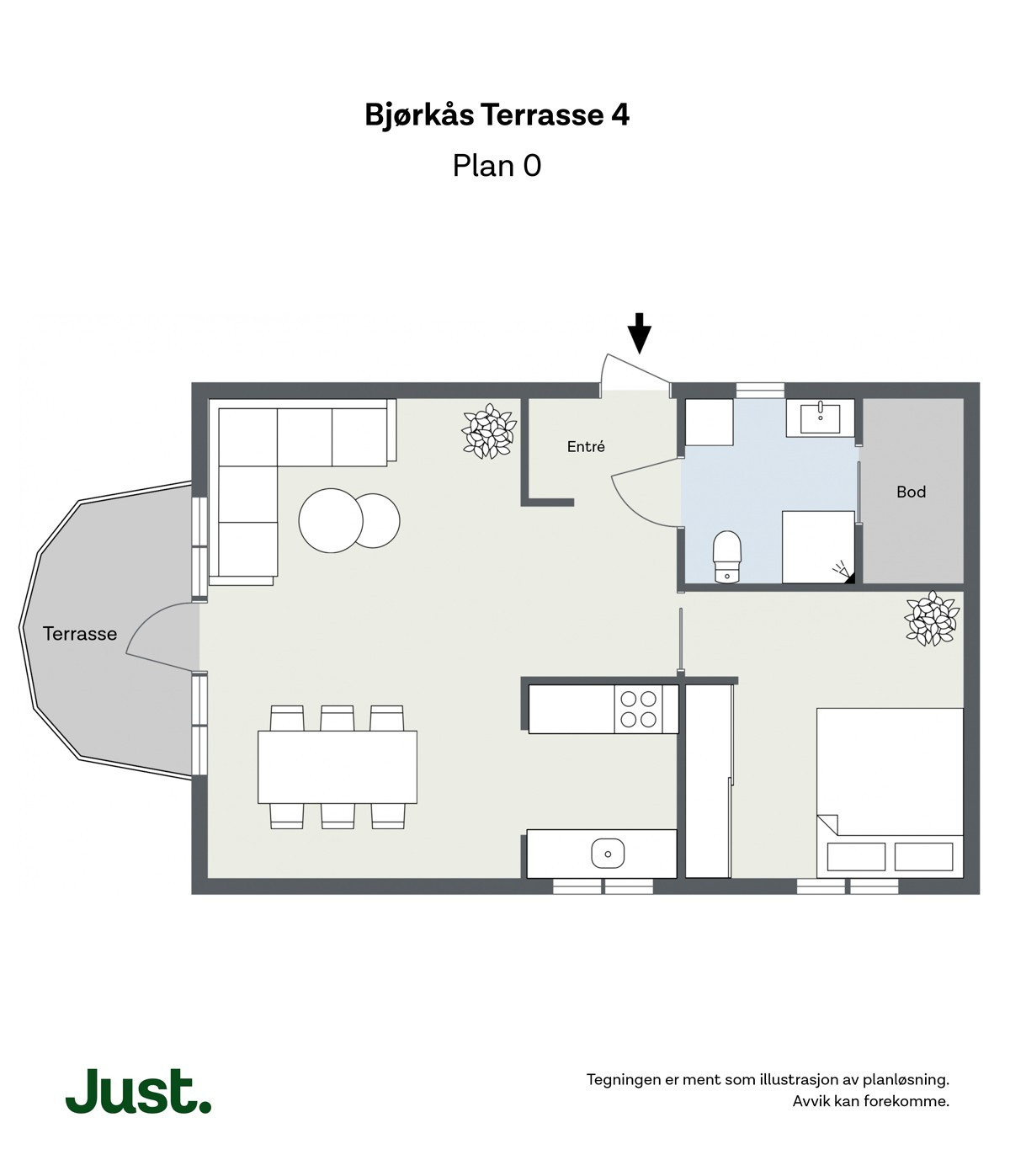 Planskisse: Bjørkås Terrasse 4, 0.etasje