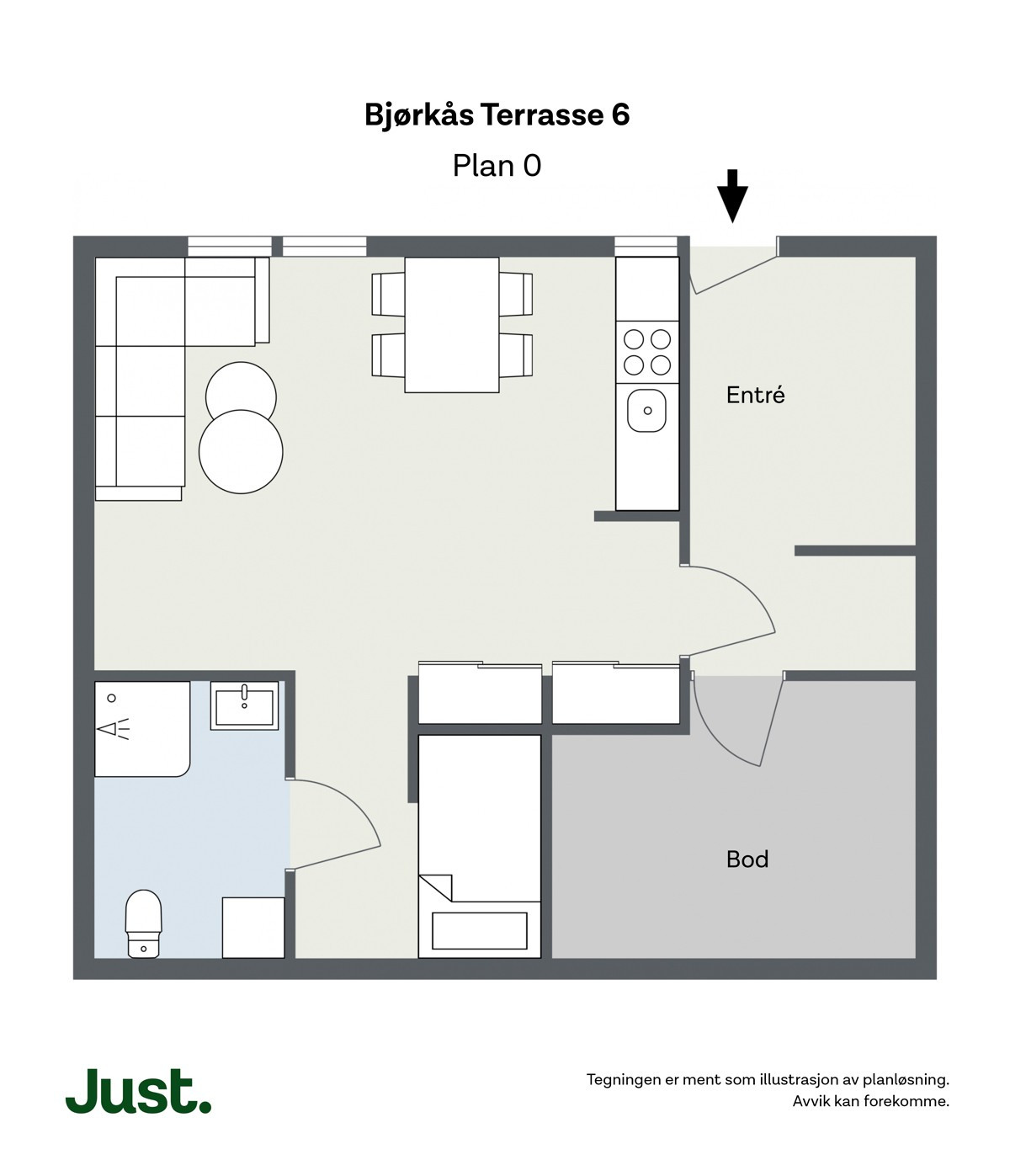 Planskisse: Bjørkås Terrasse 6 0.etasje