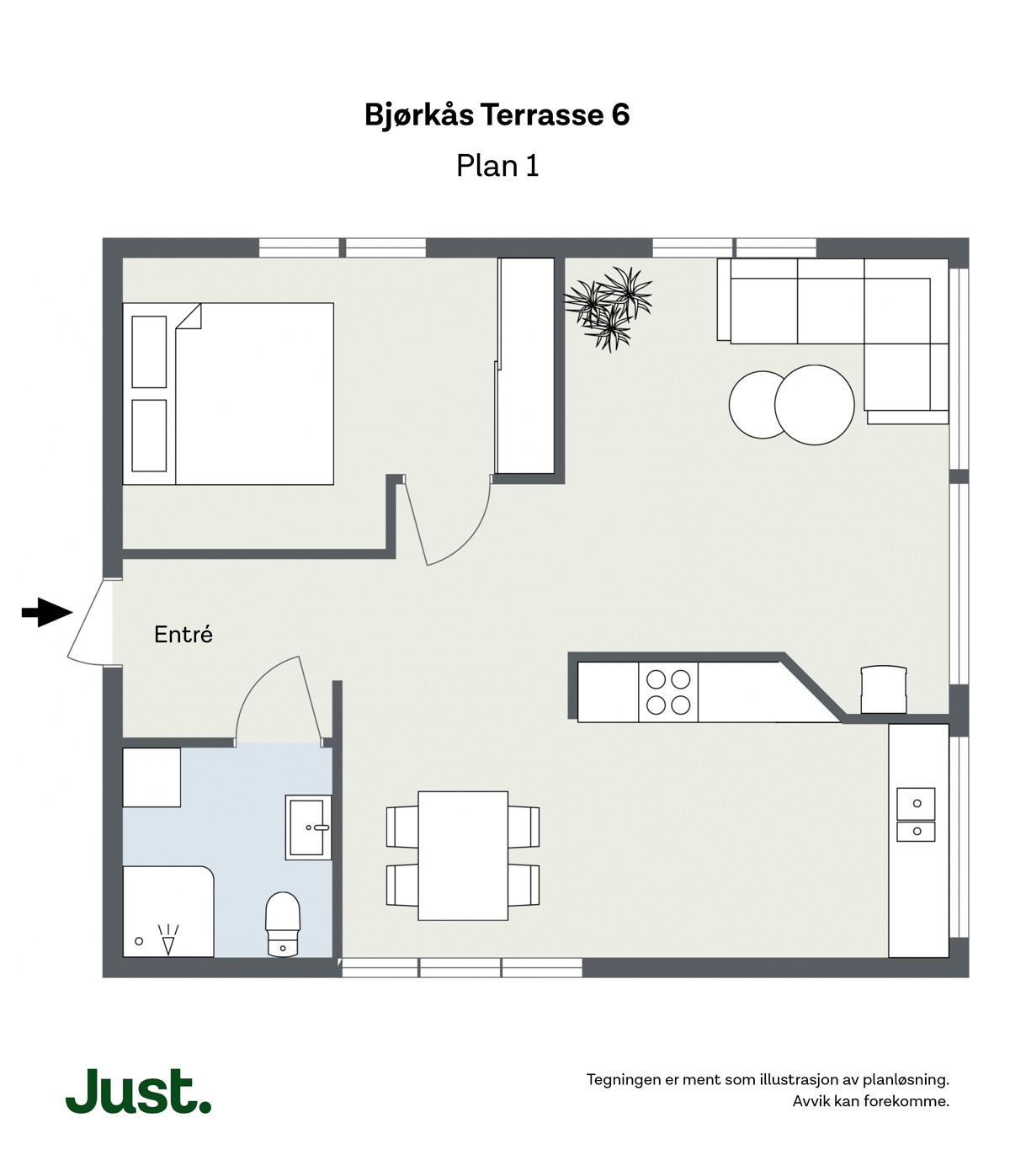 Planskisse: Bjørkås Terrasse 6 1.etasje