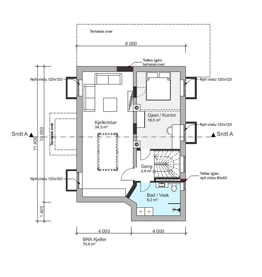 Plantegning kjeller Galleribilde