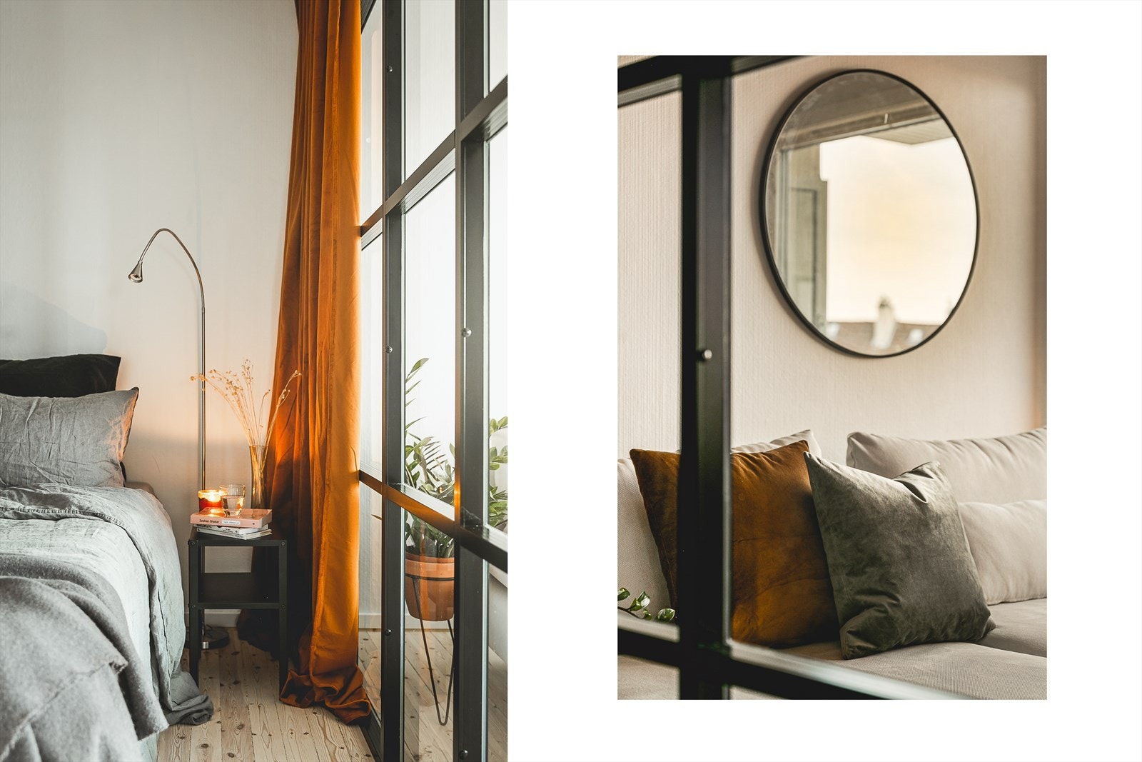 Selger har montert en lekker skillevegg i glass/aluminium der sengen er plassert. Galleribilde