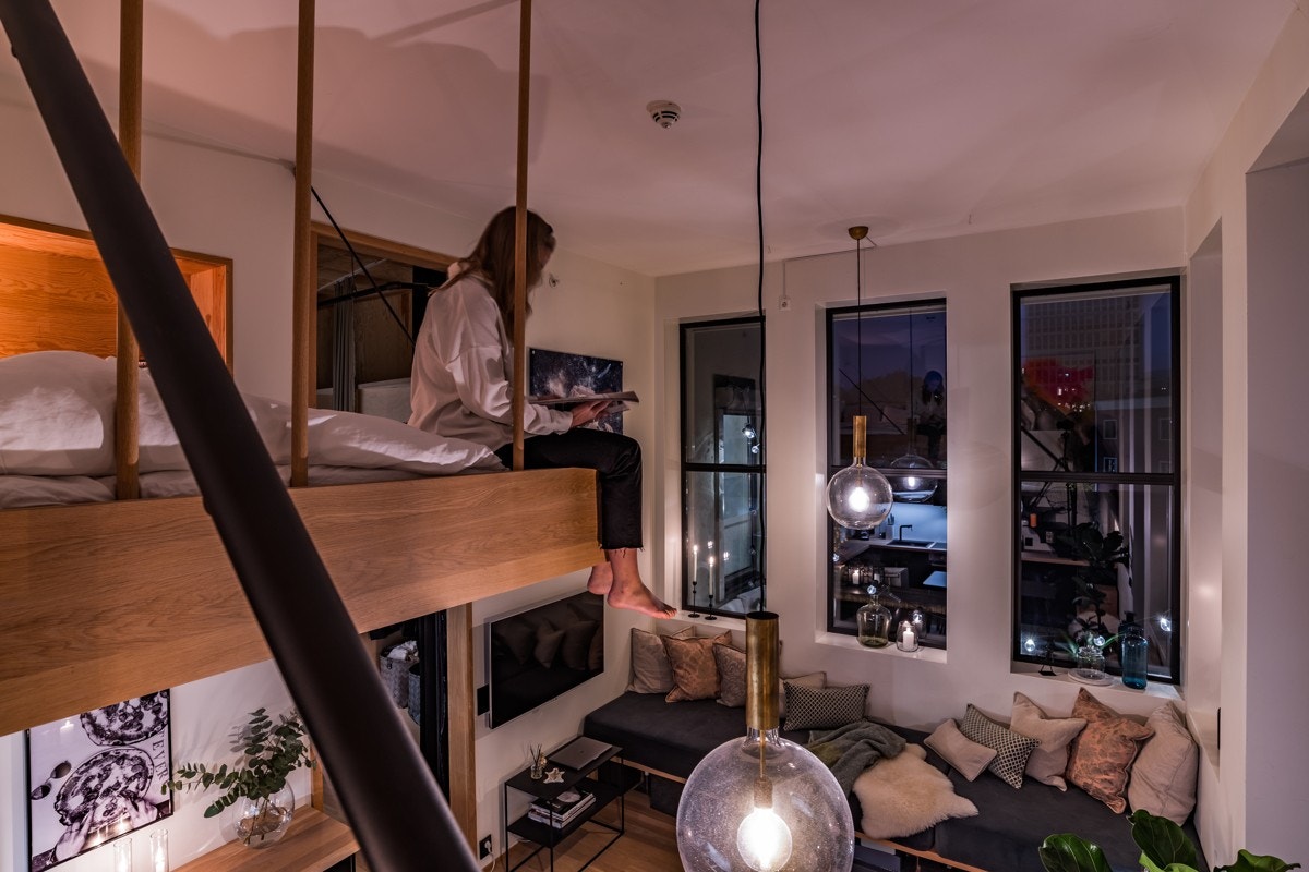 Meget arealeffektiv planløsning med smarte, spesialtilpassede løsninger for maksimal utnyttelse av plassen! Galleribilde