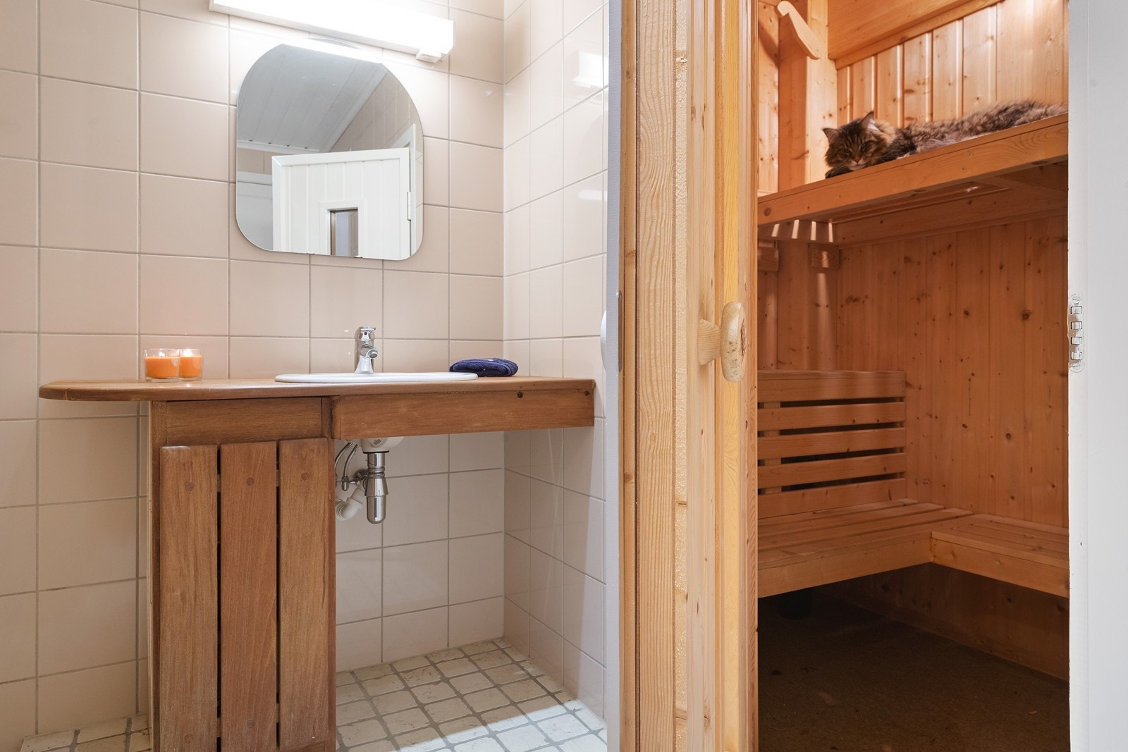 Bad i kjeller har badstue. Galleribilde