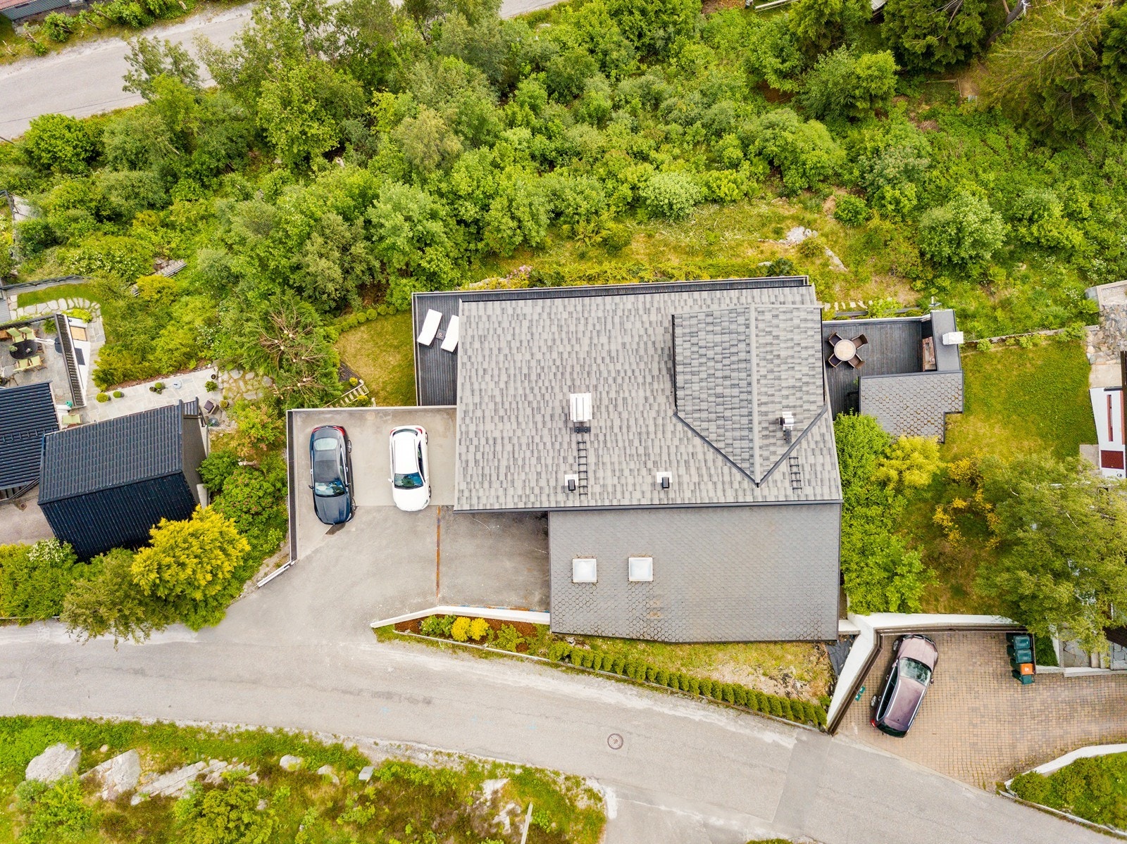 Eiendommen sett fra luften. Galleribilde