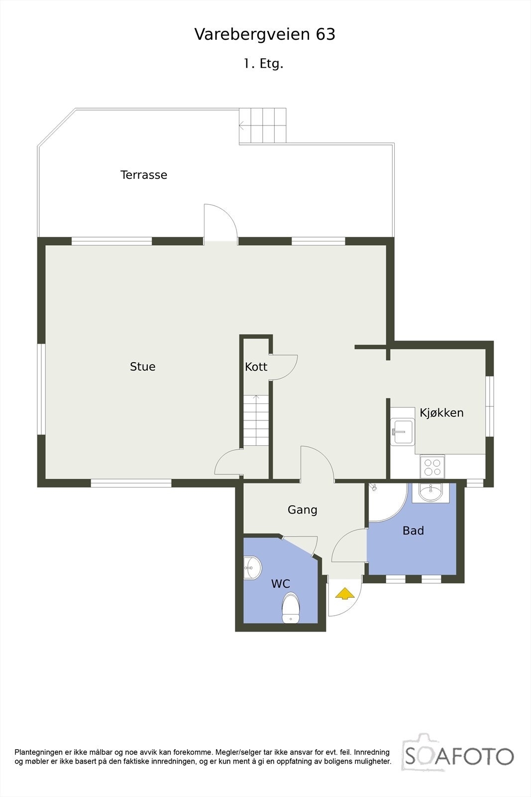 Fototegning 1 etasje Varebergveien 63 Galleribilde