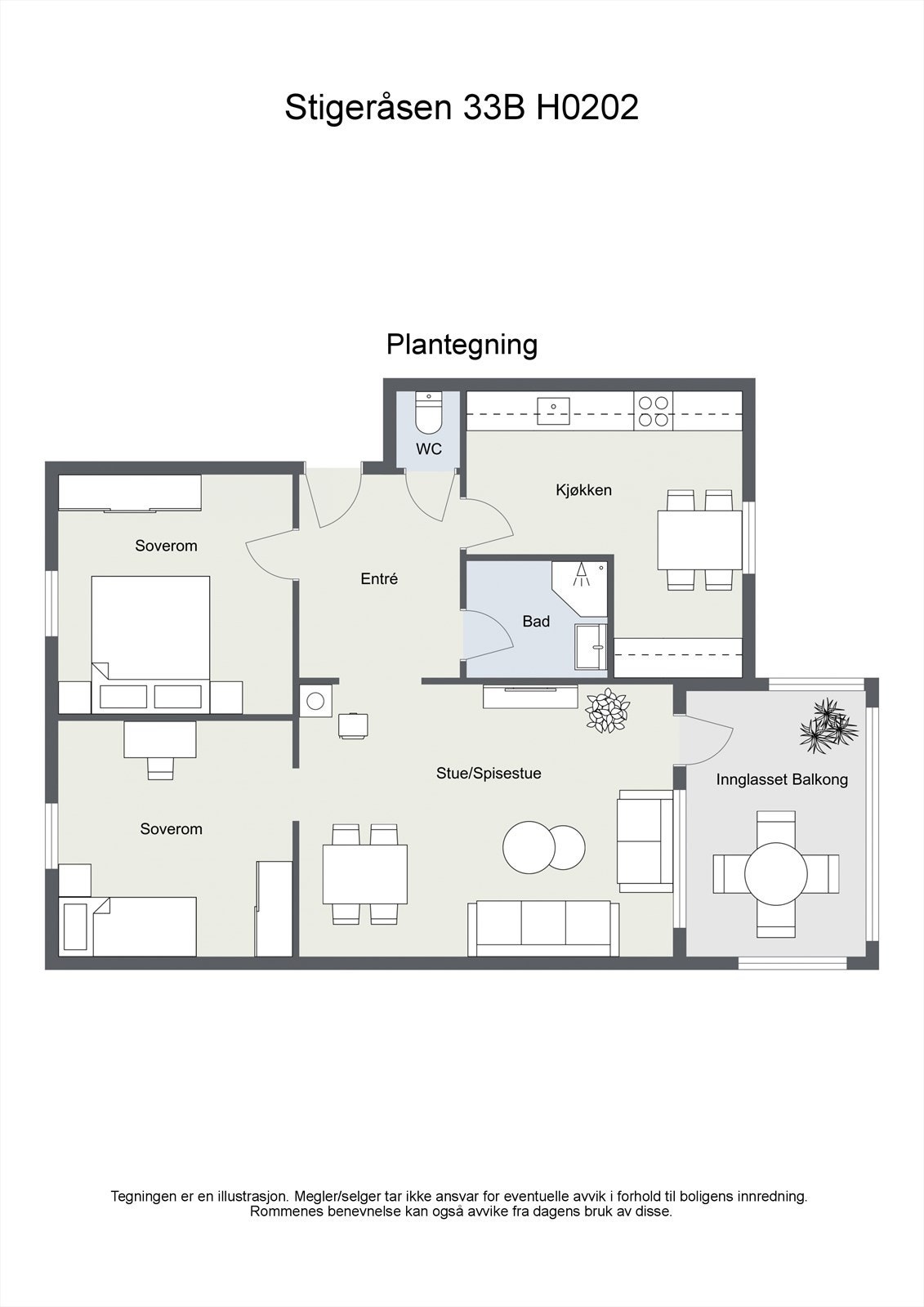 Stigeråsen 33B H0202 - Plantegning . Galleribilde