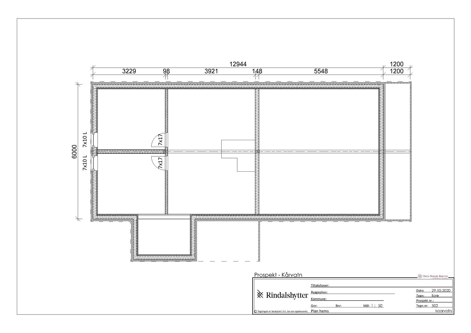 Plantegning hems av prosjektert hytte Galleribilde