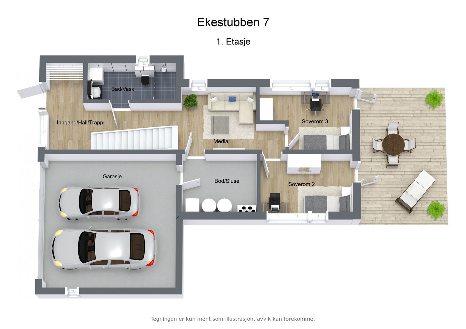 Ekestubben 7 - 3D - 1. Etasje Galleribilde