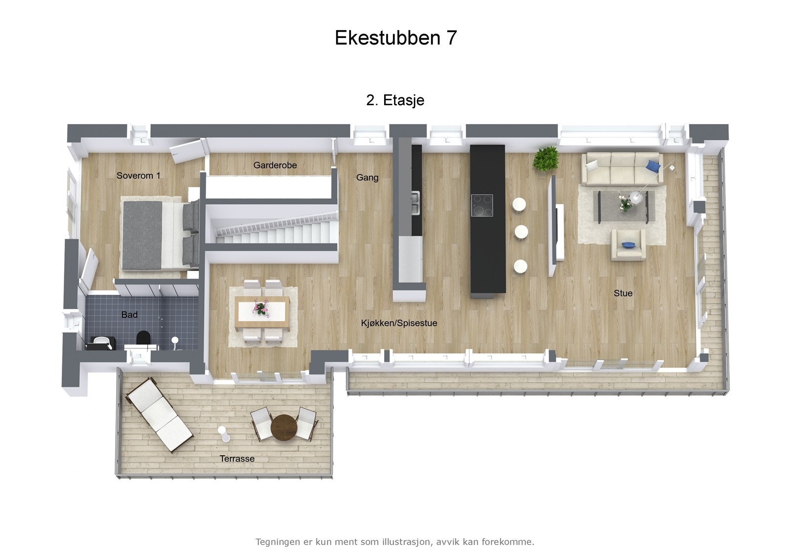 Ekestubben 7 - 3D - 2. Etasje Galleribilde