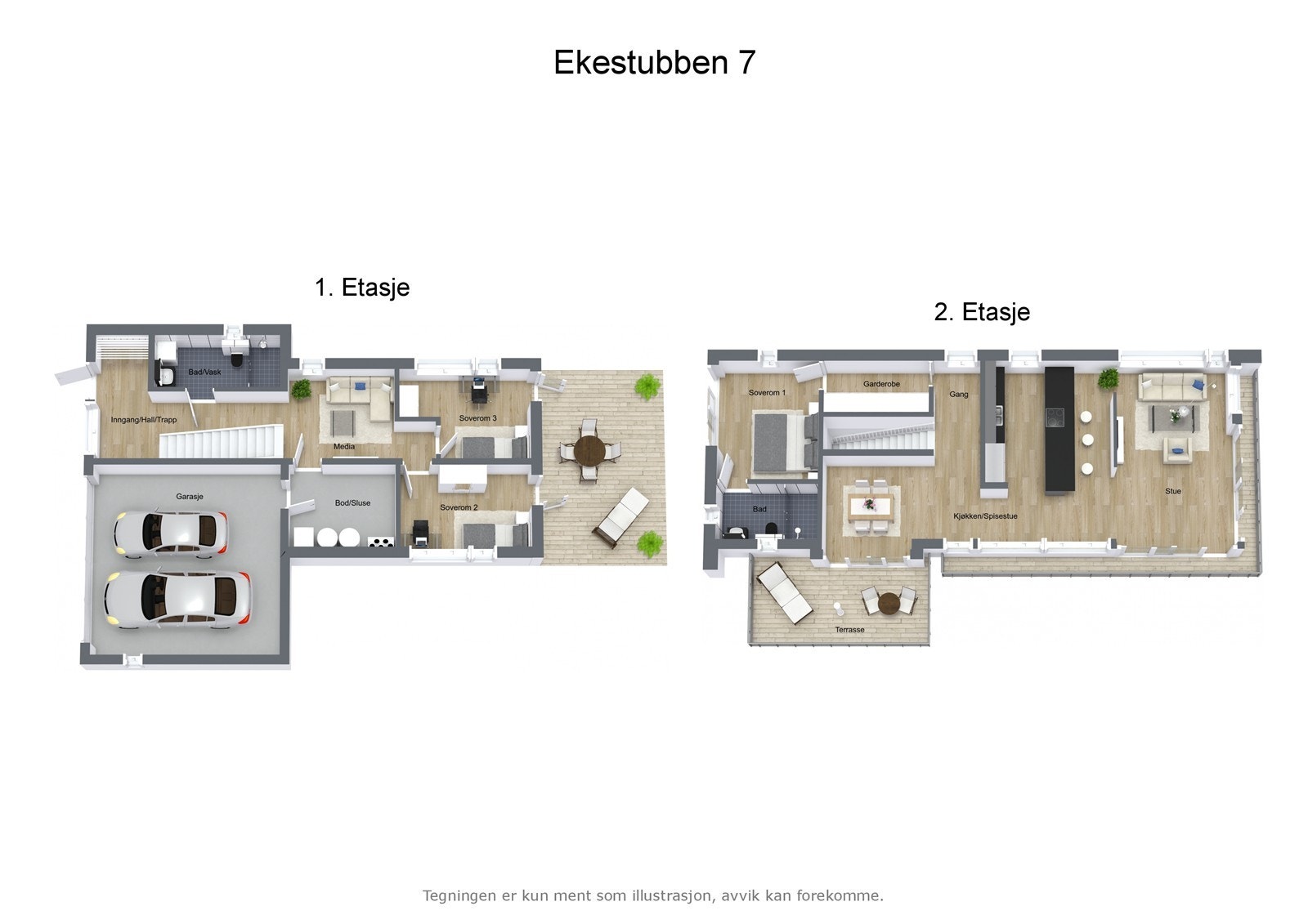 Ekestubben 7 - 3D - Begge etasjer Galleribilde
